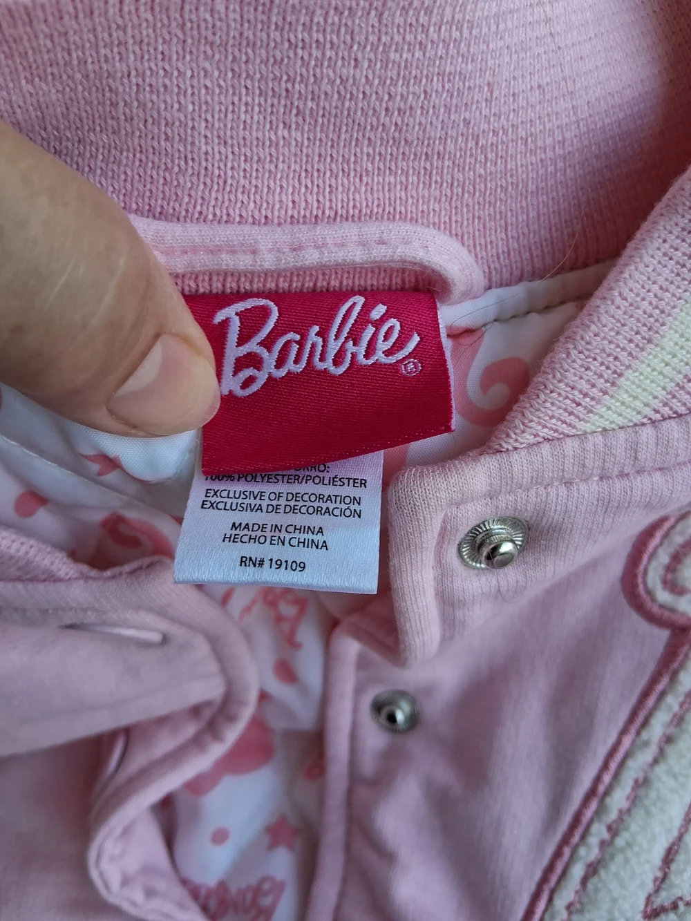 Barbie Girls' Pink & White Varsity Jacket - Limited Edition